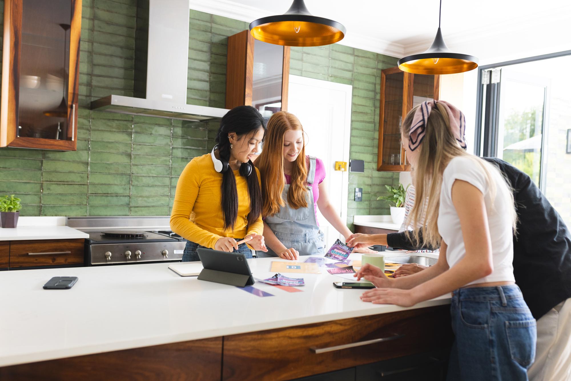 Team discussing kitchen layout