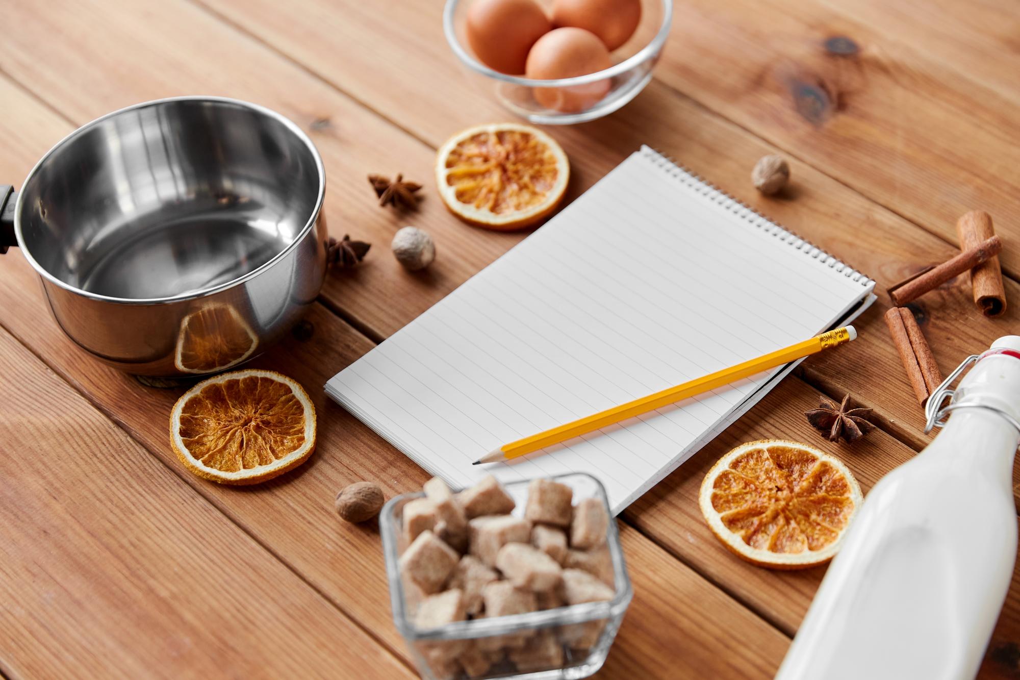 Printed recipe cards on tabletop